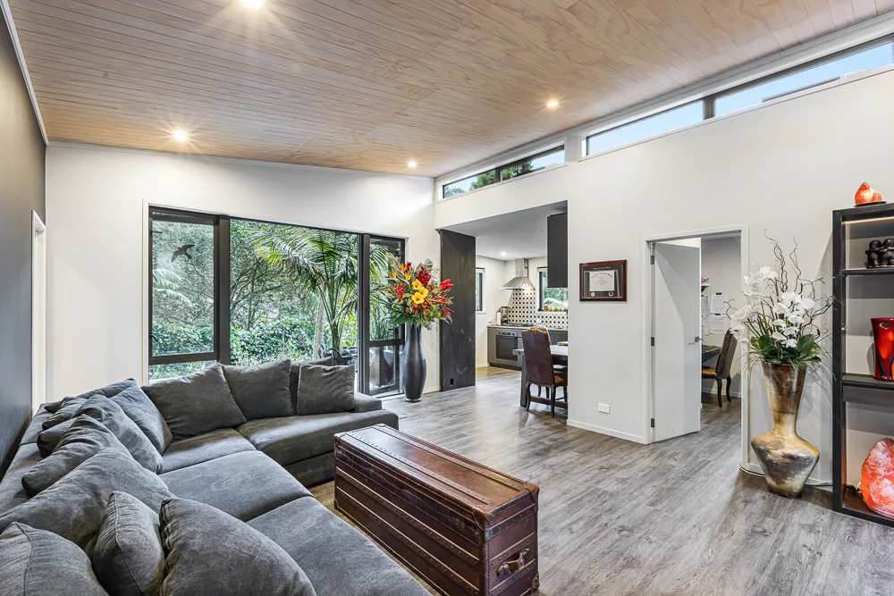 Renovated open-plan living area in an Auckland home